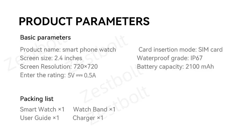 Original M99 Smartwatch with 2.4 Inch AMOLED Screen 4G/5G SIM Card Slot GPS WiFi 190° Rotating Camera Android 10.0 Gaming Watch