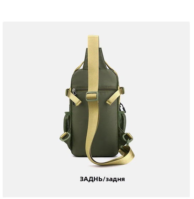 Fashionable Men's Crossbody Bag Student Casual Waist Bag Nylon Material Zipper Closure Soft Handle Multi-Compartment Pack