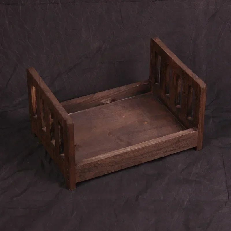 1pc Vintage Detachable Wooden Mini Bed Baby Chair Newborn Photo Shoot Essential Props Practical Children's Photography Furniture