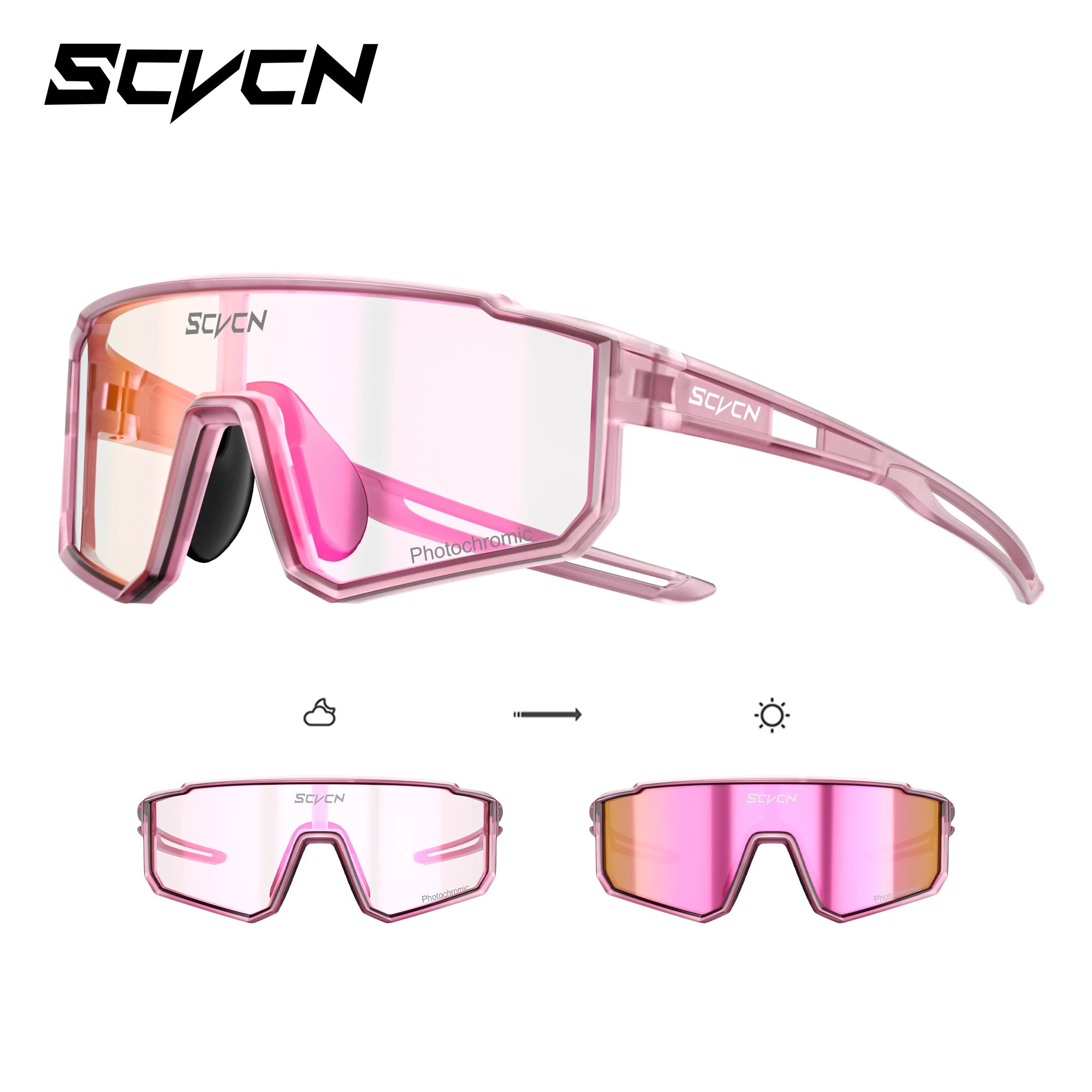 SCVCN New Photochromic Children Cycling Glasses Outdoor Sports Sunglasses Kids Road Bikes Cycling Eyewear UV400 Fashion Goggles