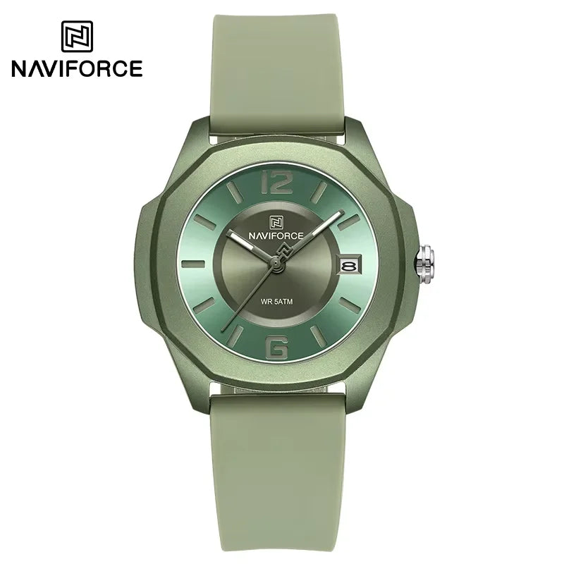 NAVIFORCE Sports Casual Watches for Woman Soft Silicone Strap Classic Fashion 30m Waterproof Date Display Ladies Gift Wristwatch