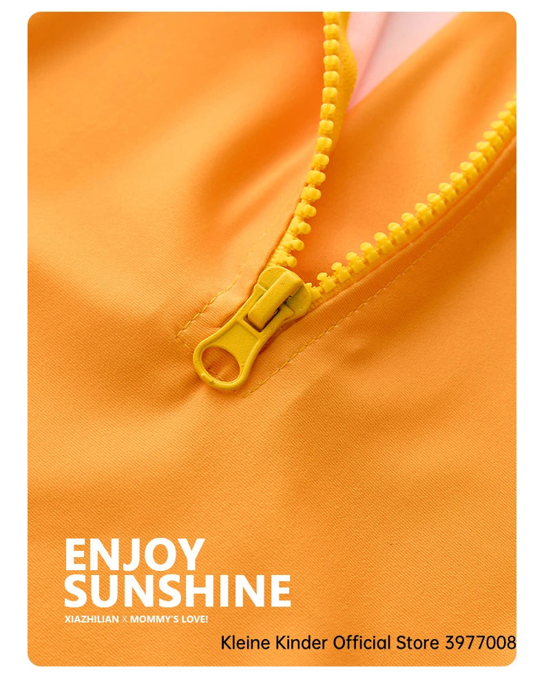 Children's Swimsuit Orange Long Sleeve Rash Guard Kids UPF50 UV Protection Boy's Beach Clothes Shark Swimming Bathing Suit Kids