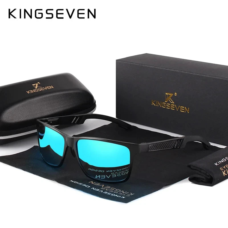KINGSEVEN Men Polarized Sunglasses Aluminum Magnesium Driving UV400 Glasses Rectangle Shades Eye Protection Luxury Male Eyewear