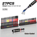 Geinxurn Impact Phillipes/Square/Slotted/Hex Screwdriver Bits Set,1''/2'' Magnetic S2 Steel Bits Set with Color Coded Base