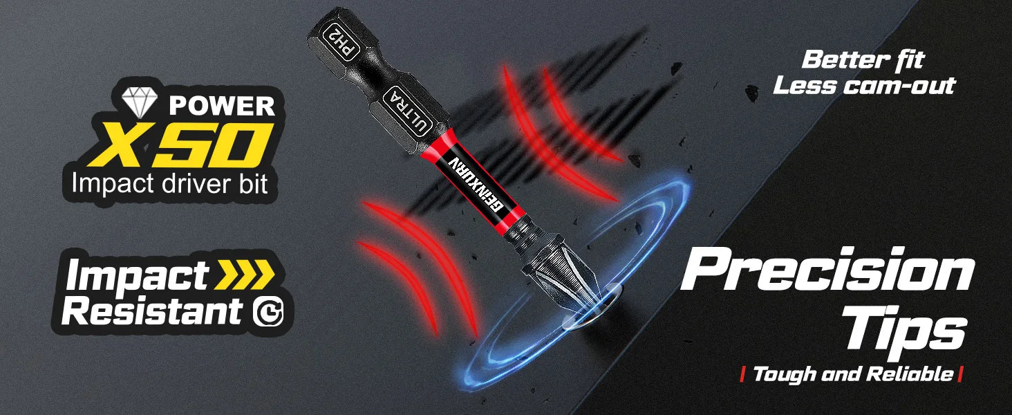 Geinxurn Impact Phillipes/Square/Slotted/Hex Screwdriver Bits Set,1''/2'' Magnetic S2 Steel Bits Set with Color Coded Base