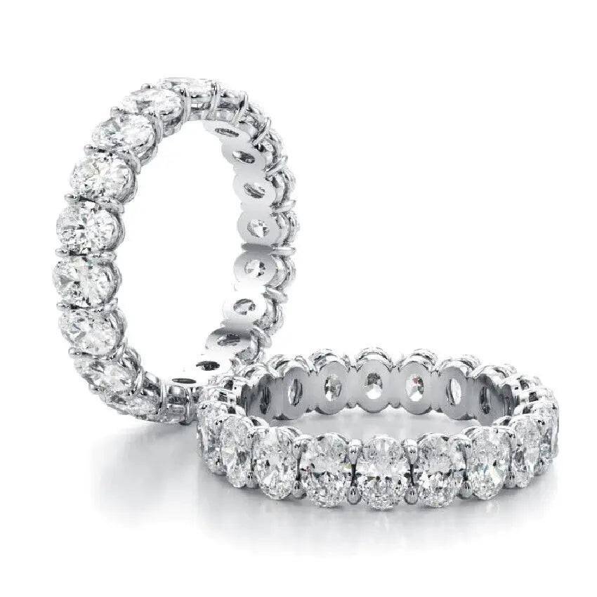 3ctw Lab Grown Created Diamond Wedding Band Ring Oval Cut 10K White Gold CVD HPHT Diamond DEF Color VS-VVS