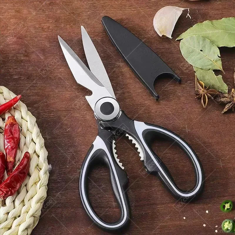 WXCOO Chicken Bone Scissors Stainless Steel Cutting Knife Kitchen Scissors Multifunctional Food Scissors Slicing Fish Meat Knife