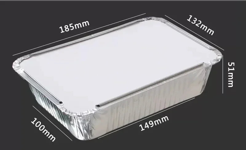 100 Pieces of Barbecue Tin Foil Special Packaging Box Aluminum Foil Lunch Box Home Takeaway Air Fryer Disposable Tin Foil Bowl
