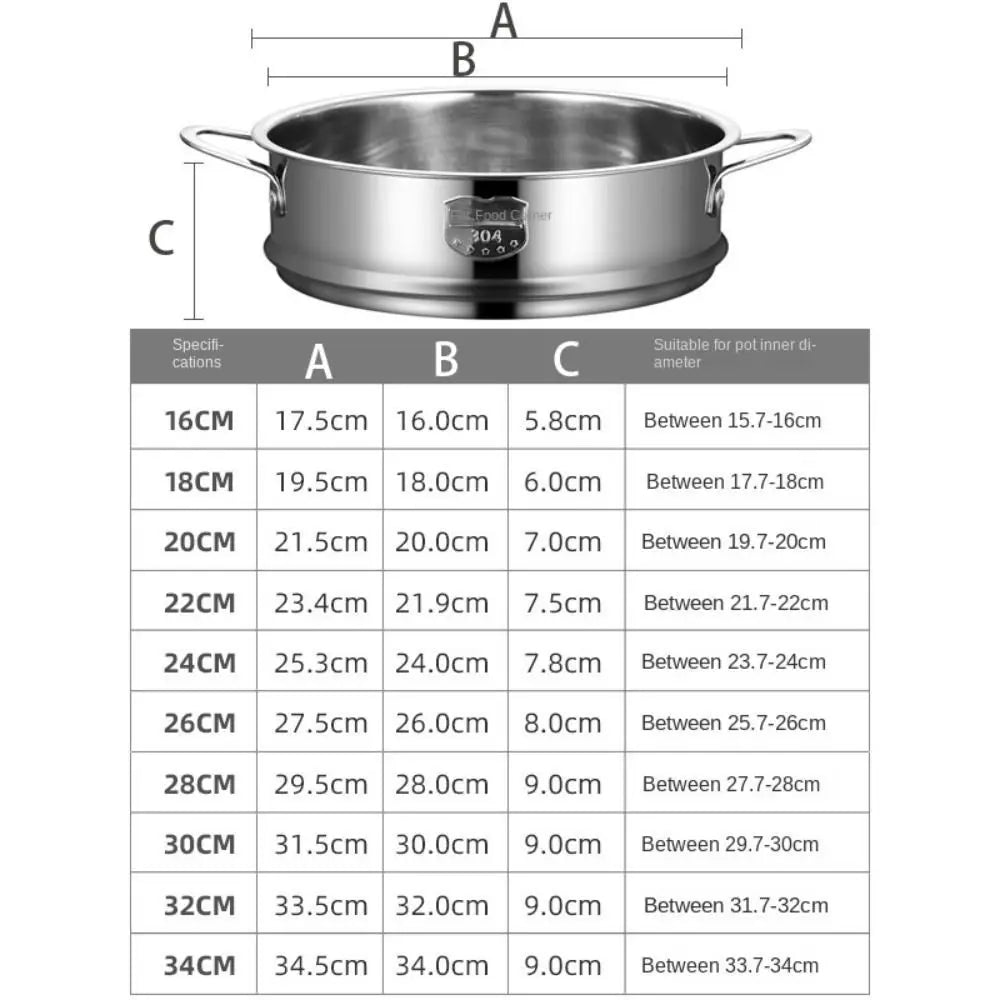 New 304 Stainless Steel Steamer Basket Thickened 16-32cm Food Steam Rack Generic Safe Material Drain Basket Home Cooking