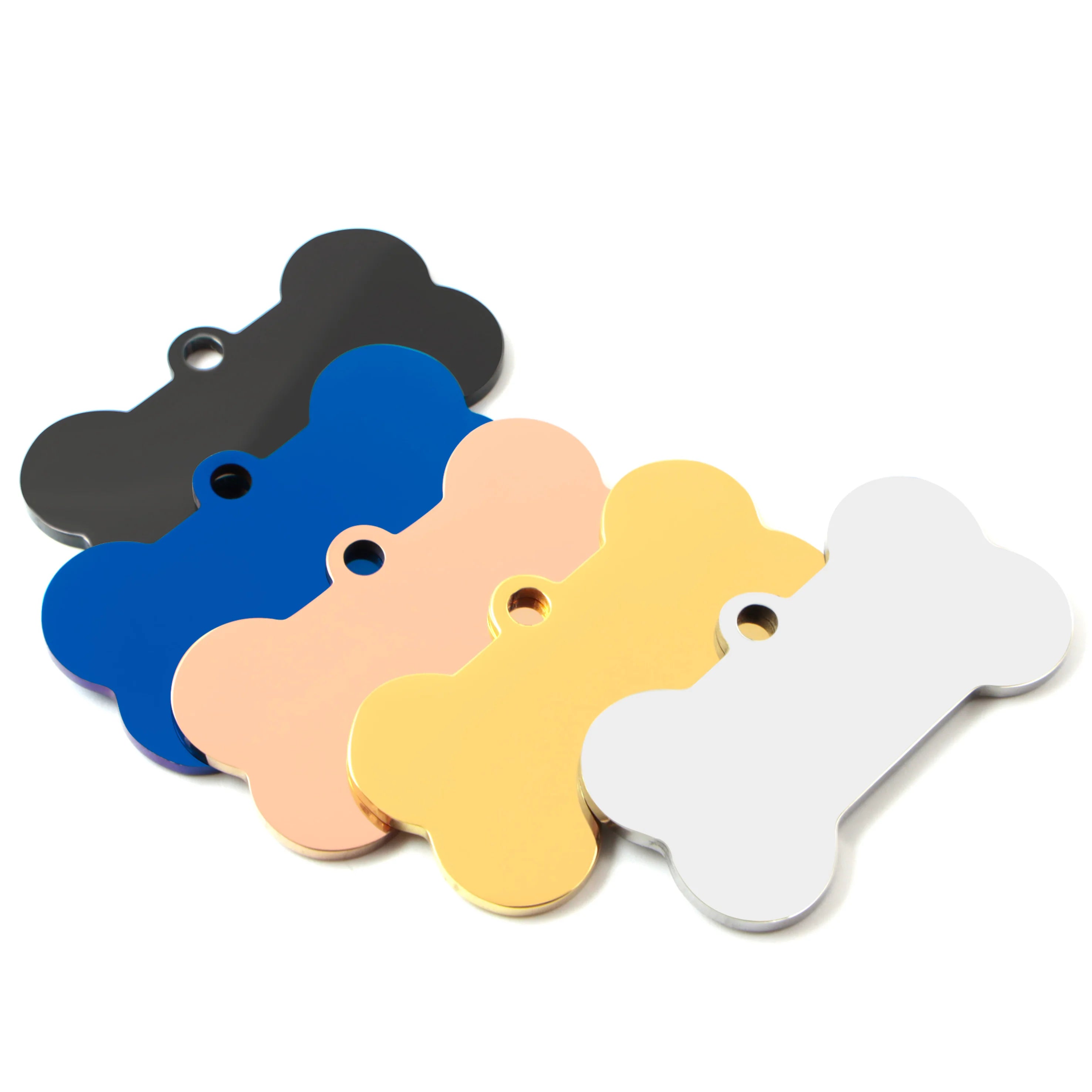 Stainless Steel 20Pcs Bone Dog ID Tag Keychain Engraved Pet ID  Personalized Collar Tags Pendant Keyring Bone Pet Accessories