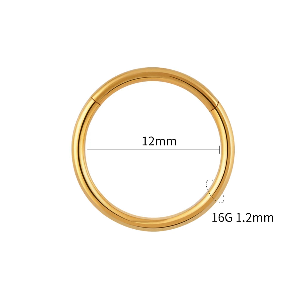 Right Grand ASTM F136 Titanium Hinged Hoop Nose Rings 20G 18G 16G Septum Ring Body Piercing Jewelry Helix Cartilage Rook Earring