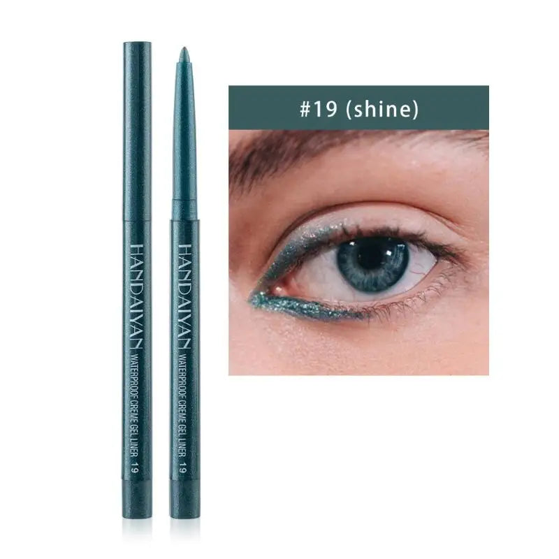 Waterproof green gel eyeliner pencil shade #19 shine with eye makeup example