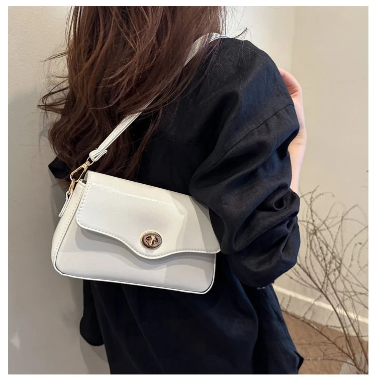 Retro Style Commuter Women's Small Square Bag Fashionable Shoulder Crossbody Bag Soft PU Leather Casual Handbag