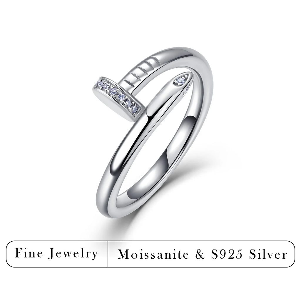 0.06CTW Moissanite Ring S925 Sterling Silver Stackable Finger Ring for Women Jewelry
