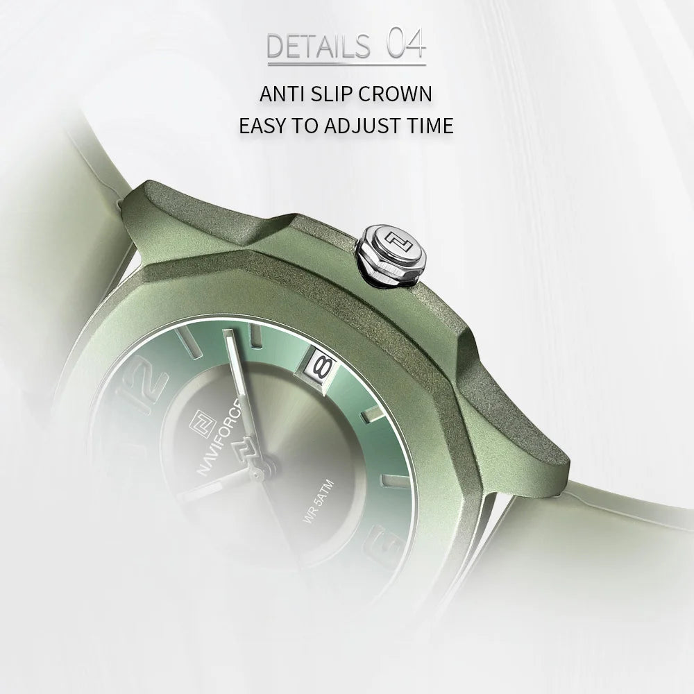 NAVIFORCE Sports Casual Watches for Woman Soft Silicone Strap Classic Fashion 30m Waterproof Date Display Ladies Gift Wristwatch