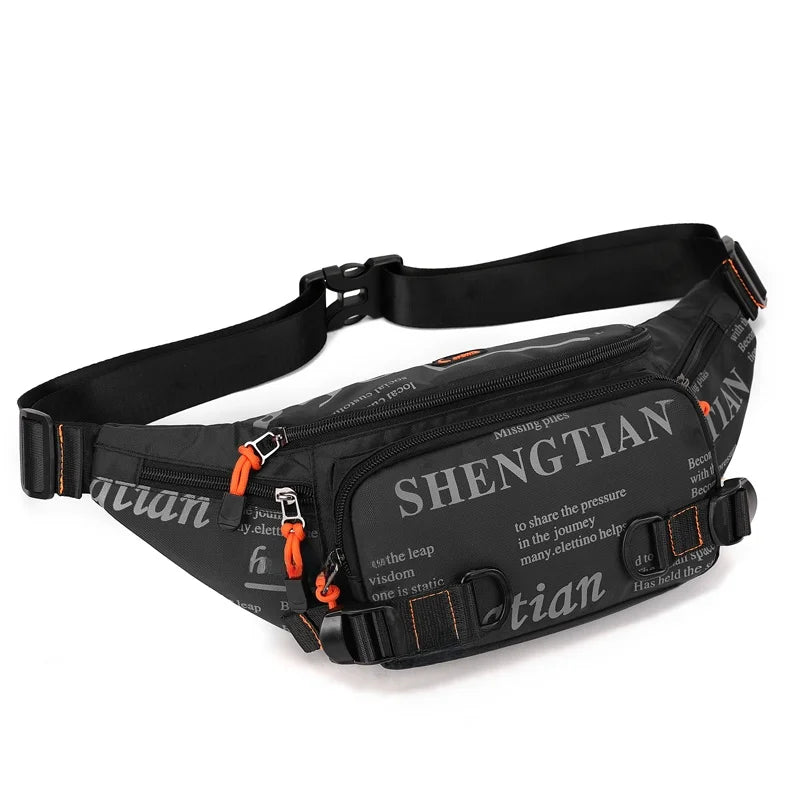 Summer Large Capacity Waterproof Nylon Sports Crossbody Bag for Men Casual Outdoor Leisure Mobile Phone Bag Trendy Sports Wai...