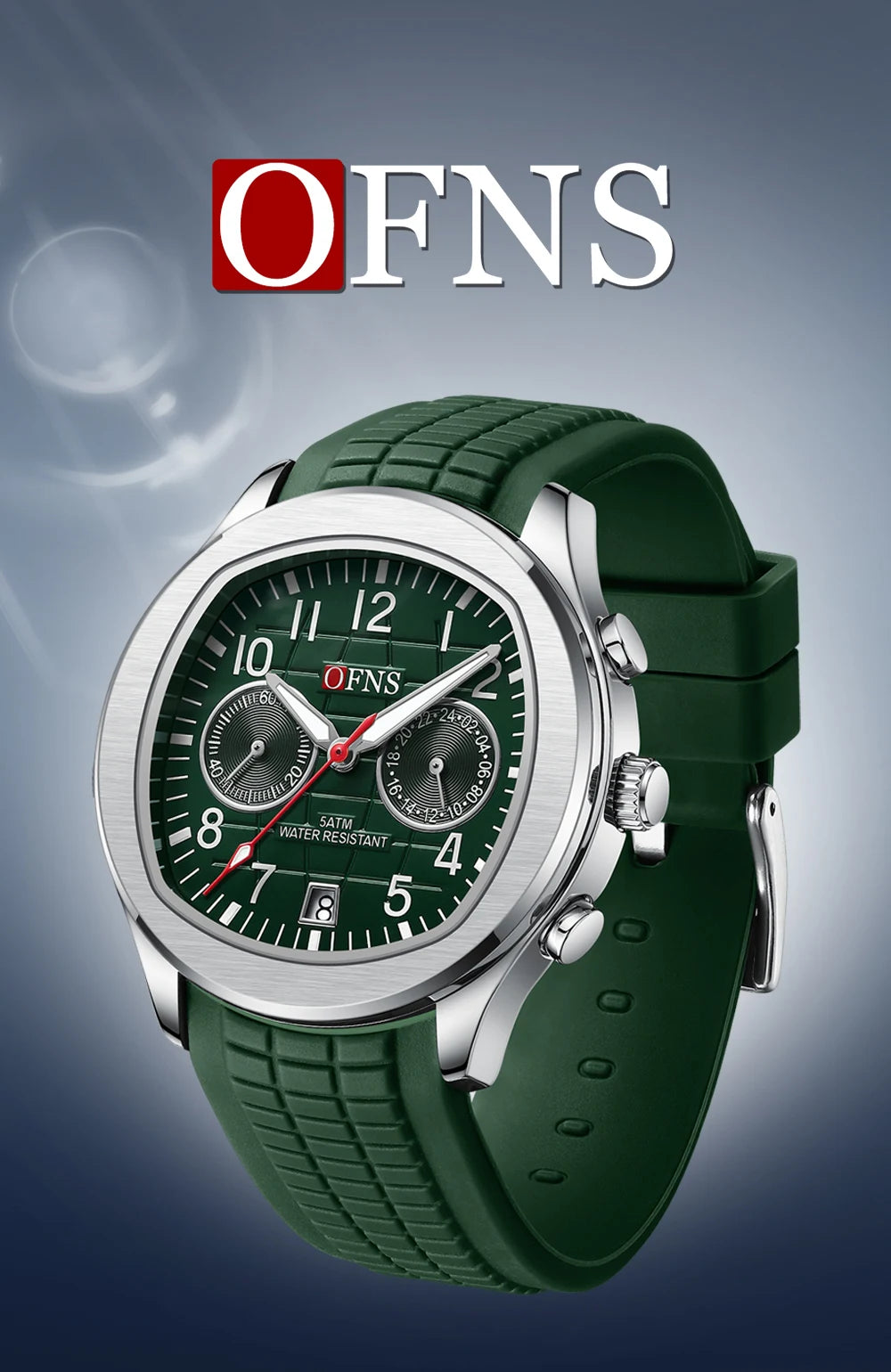OFNS 8020 Fashion Men's Quartz Watch Double Hole Five Needle Waterproof Luminous Calendar Business Men's Quartz Watch