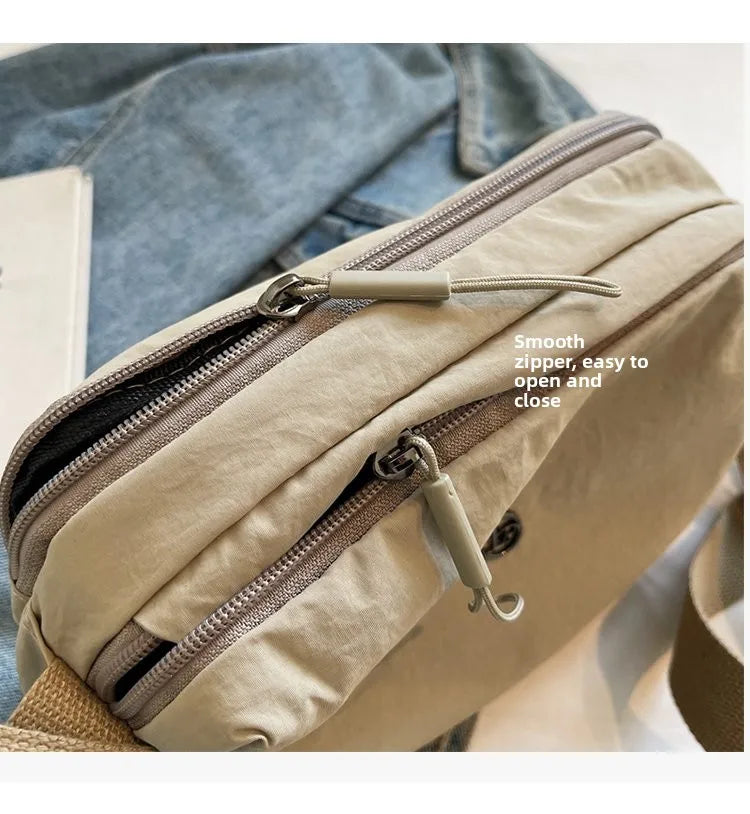 New 2025 Multi-Layer Casual Women's Crossbody Bag Portable Multi-Pocket Lightweight Waterproof Nylon Bag Soft Square Bag