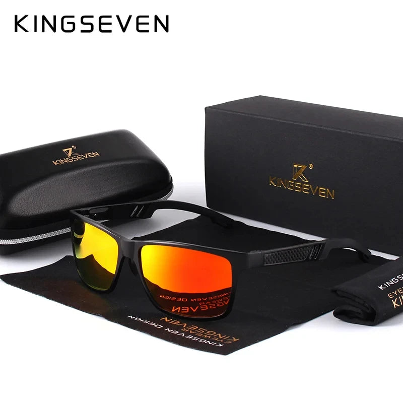 KINGSEVEN Men Polarized Sunglasses Aluminum Magnesium Driving UV400 Glasses Rectangle Shades Eye Protection Luxury Male Eyewear
