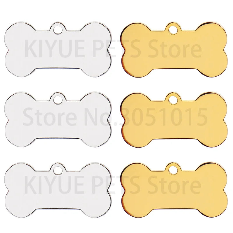 Stainless Steel 20Pcs Bone Dog ID Tag Keychain Engraved Pet ID  Personalized Collar Tags Pendant Keyring Bone Pet Accessories