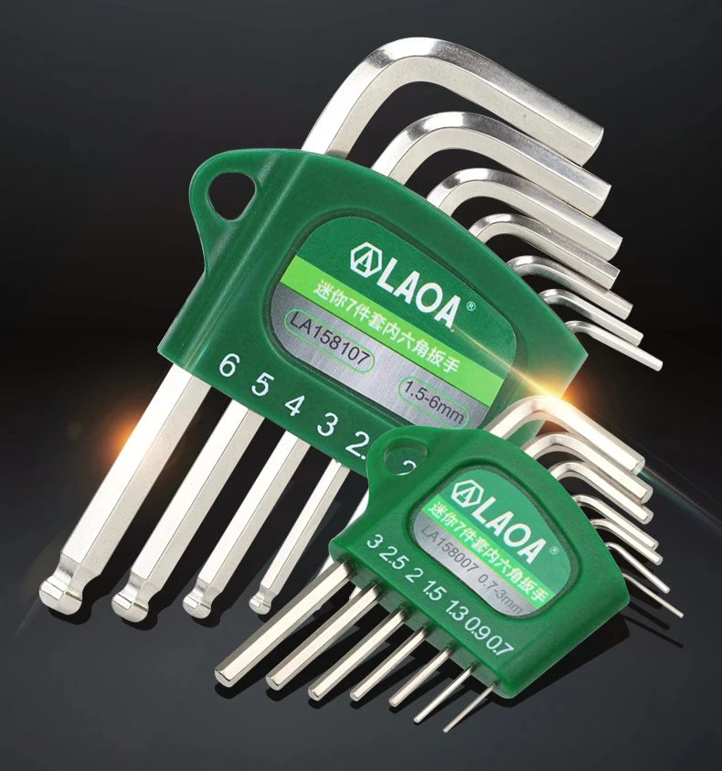 LAOA Mini 7-piece allen wrench hexagonal hexagonal screwdriver set 0.7/0.9/1.3/1.5/2/2.5/ 3mm wrench Allen key