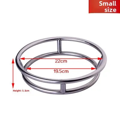 Thickened Stainless Steel round Tube Wok Stand Double Layer Pot Pad with Plate Connected Pot Stand Heat Insulation Anti-Scald...
