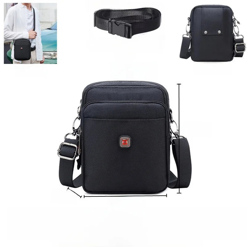 Large Capacity Oxford Cloth Military Knife Crossbody Bag for Men Commuting Work Bag Outdoor Waist Bag Bucket Shape Zipper Clo...