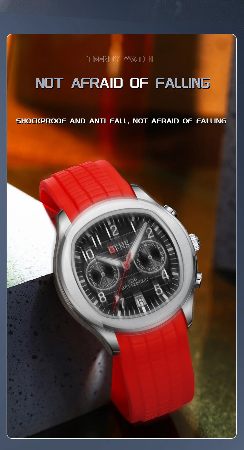 OFNS 8020 Fashion Men's Quartz Watch Double Hole Five Needle Waterproof Luminous Calendar Business Men's Quartz Watch