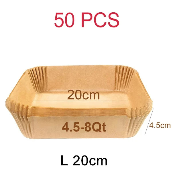 50-300Pcs Large Hot Air Fryer Paper Liners 23cm Square Airfryer Disposable Special Parchment Paper Trays 9inch Oven Baking Molds