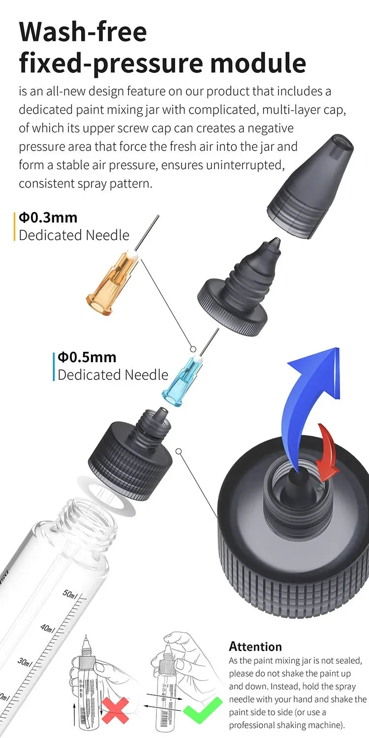 PT-AB Wash-Free Airbrush with Marker Rack for Scale Model Painting Quick Color Change Hobbyist DIY Craft Tools