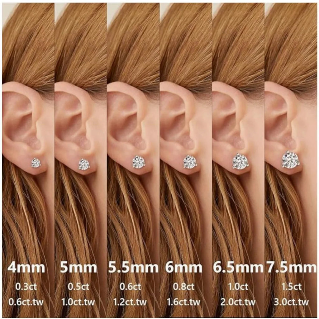 18K solid Real gold Lab grow diamond earrings Simple 3 claw 10K gold 1CT diamond earrings custom Valentine's Day gift for women