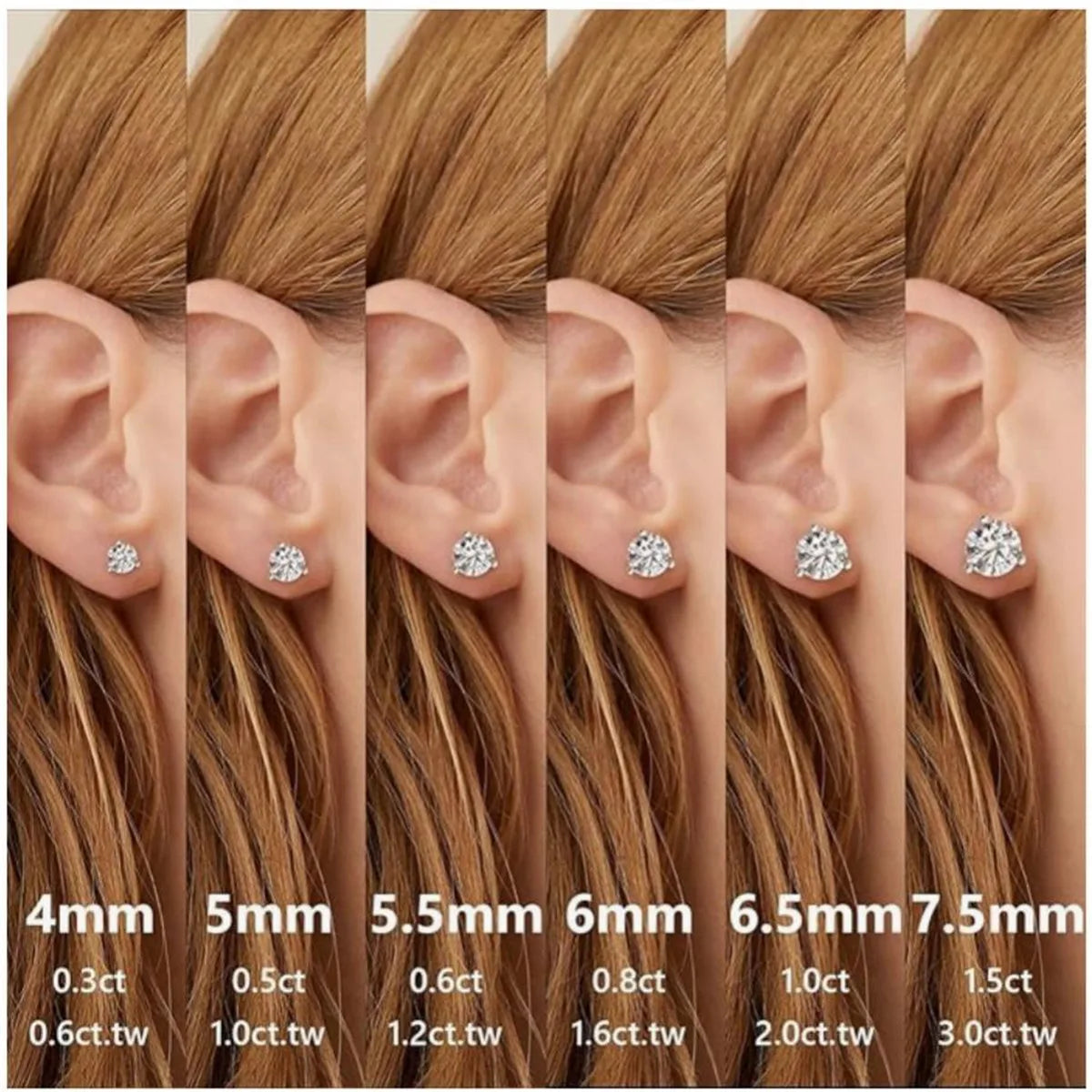 18K solid Real gold Lab grow diamond earrings Simple 3 claw 10K gold 1CT diamond earrings custom Valentine's Day gift for women