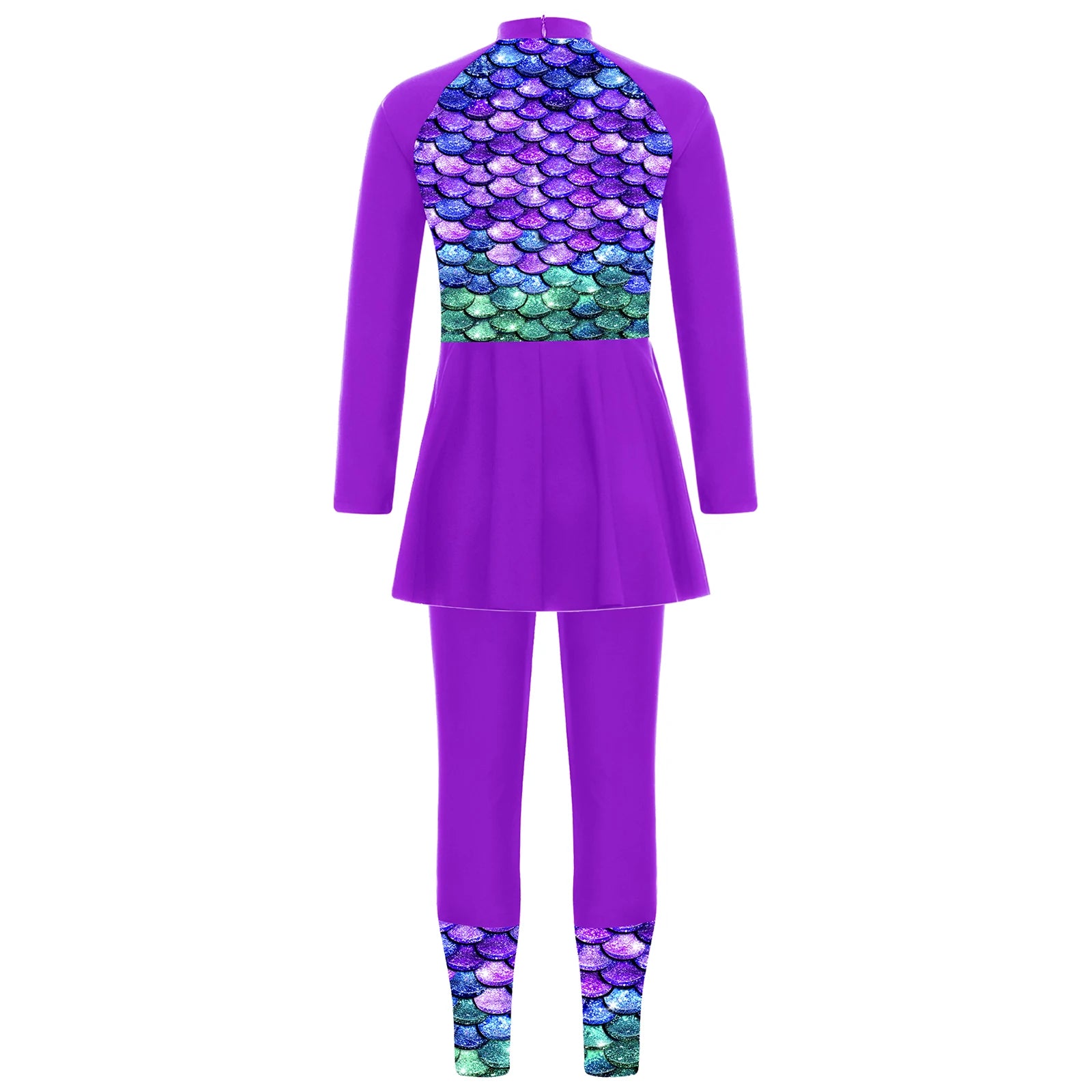 Girls Swimsuits 2 Piece Rash Guard Set UPF 50 Sun Protection Long Sleeve Swim Dress with Leggings Kids Full Body Cover Beachwear