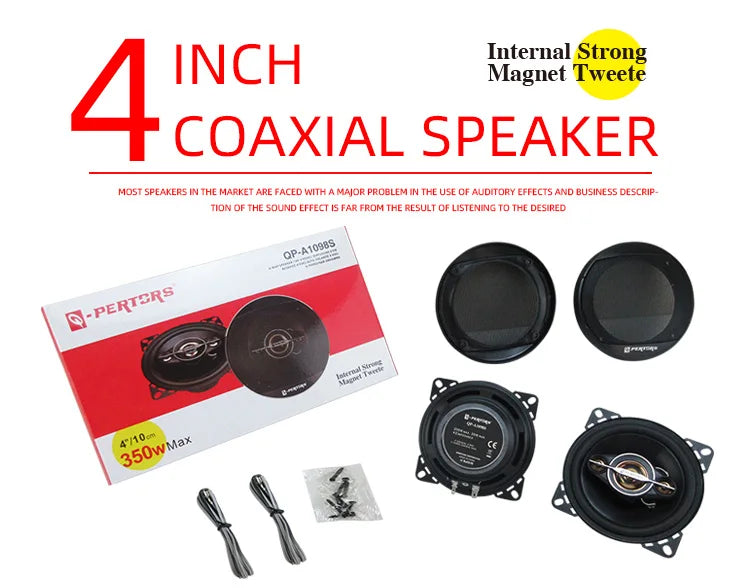 A Pair of 4" Coaxial Speaker 4-Way 350W Max Music Power Subwoofer Nominal Power 35W Impedance 4 Ohms for Audio Systems