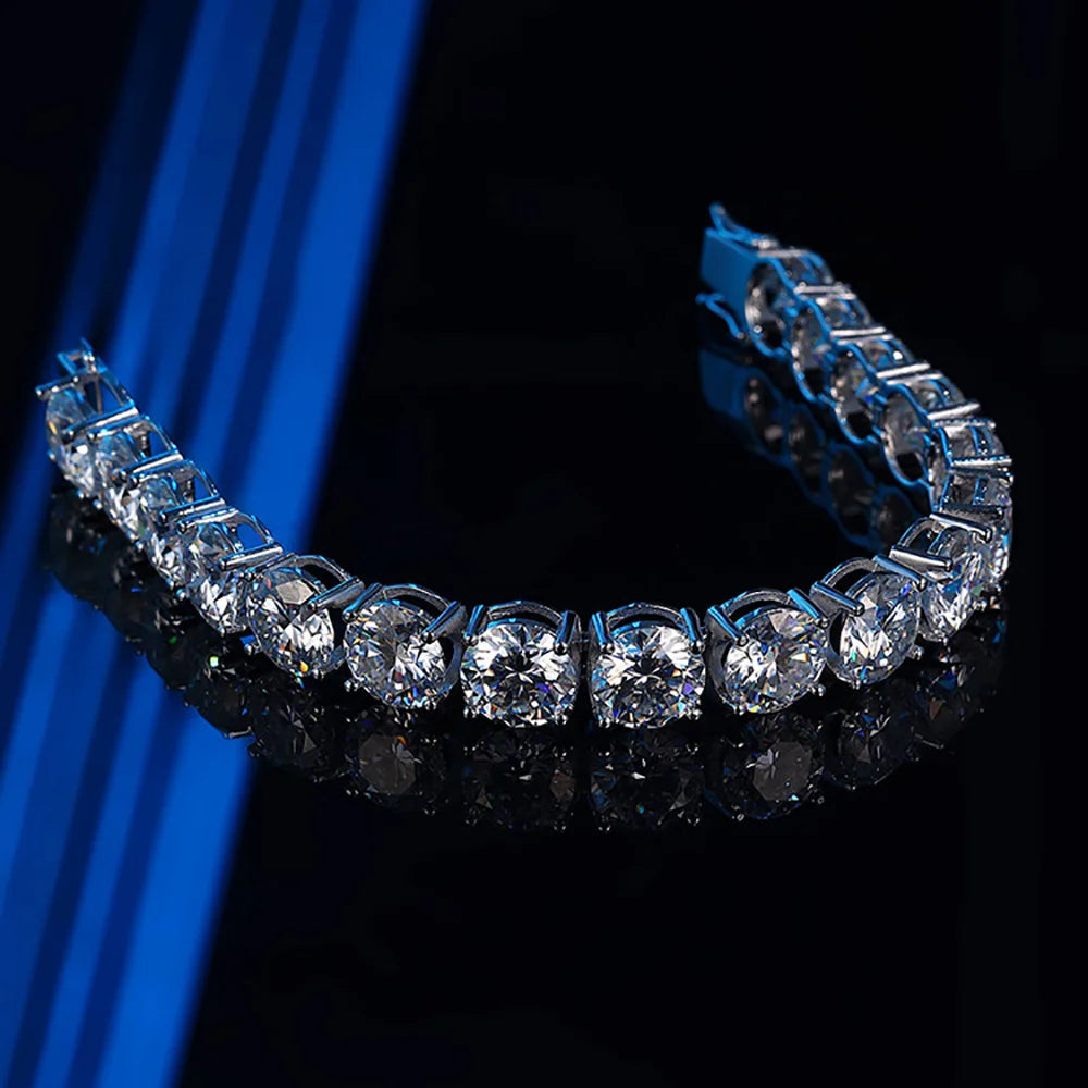 Serenity 10mm D Color Big Moissanite Tennis Bracelet for Women Men 100% S925 Sterling Silver Hand Chain Plated 18K Bracelet GRA