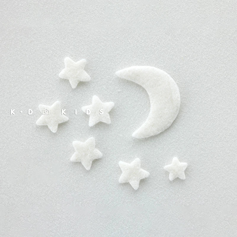 7pcs Wool Felt Stars and Moon Newborn Photography Props Background Mini Accessories Atmospheric Moon and Stars Baby Shoot Props