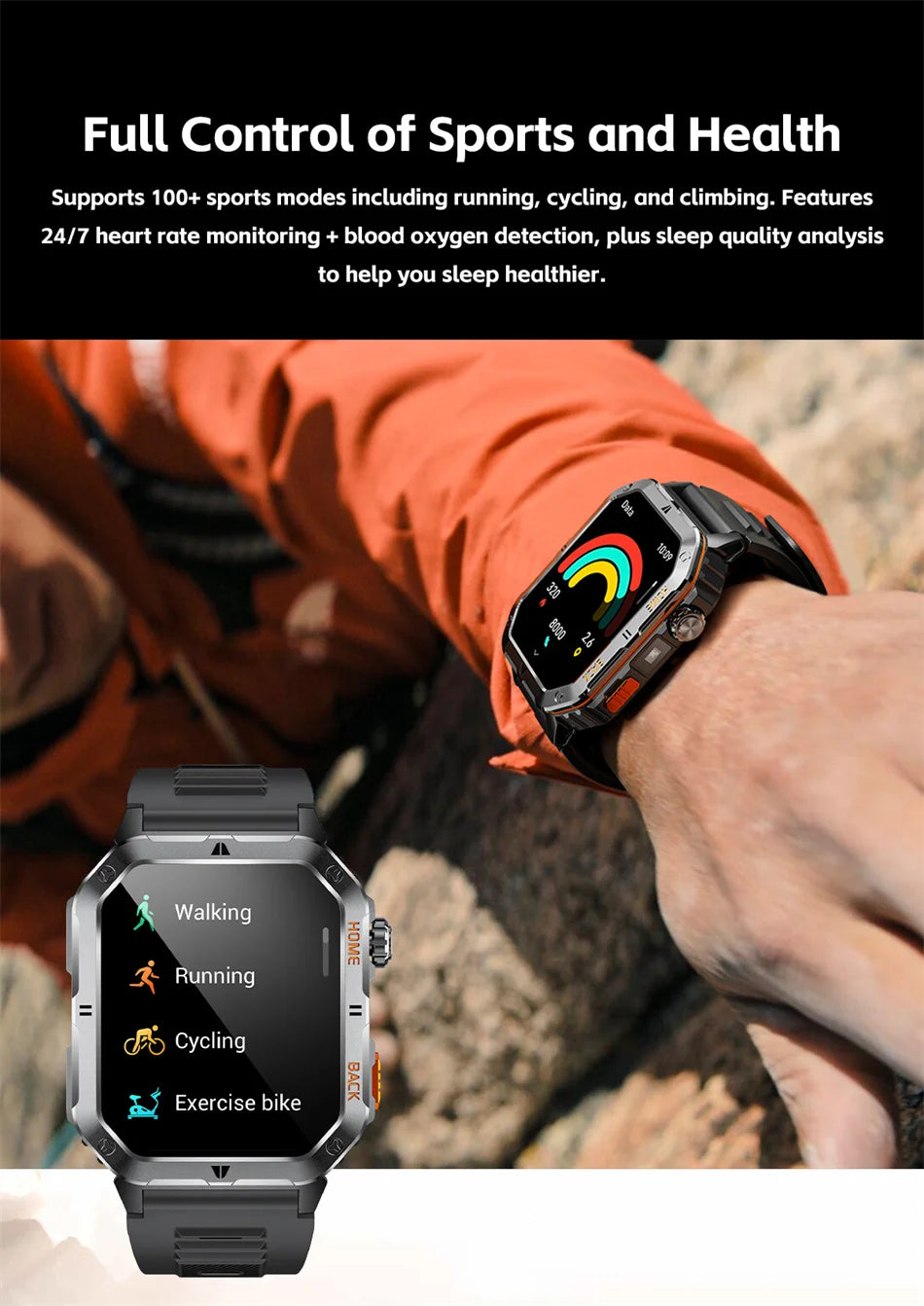 2025 New Smart Watch Men 1000mAh Ultra Large Battery 3ATM Professional Waterproof 2.01" HD Display Outdoor GPS Sports Smartwatch