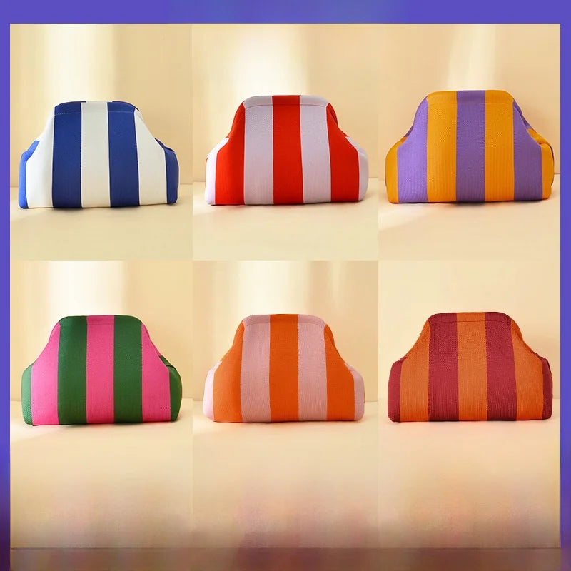 Striped Beach Bag Cloud Knitted Fashion Commuter All-Match Makeup Bag Weave Cross-Border Style Polyester Pillow-Shaped Bag