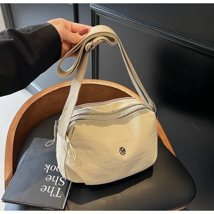New 2025 Multi-Layer Casual Women's Crossbody Bag Portable Multi-Pocket Lightweight Waterproof Nylon Bag Soft Square Bag