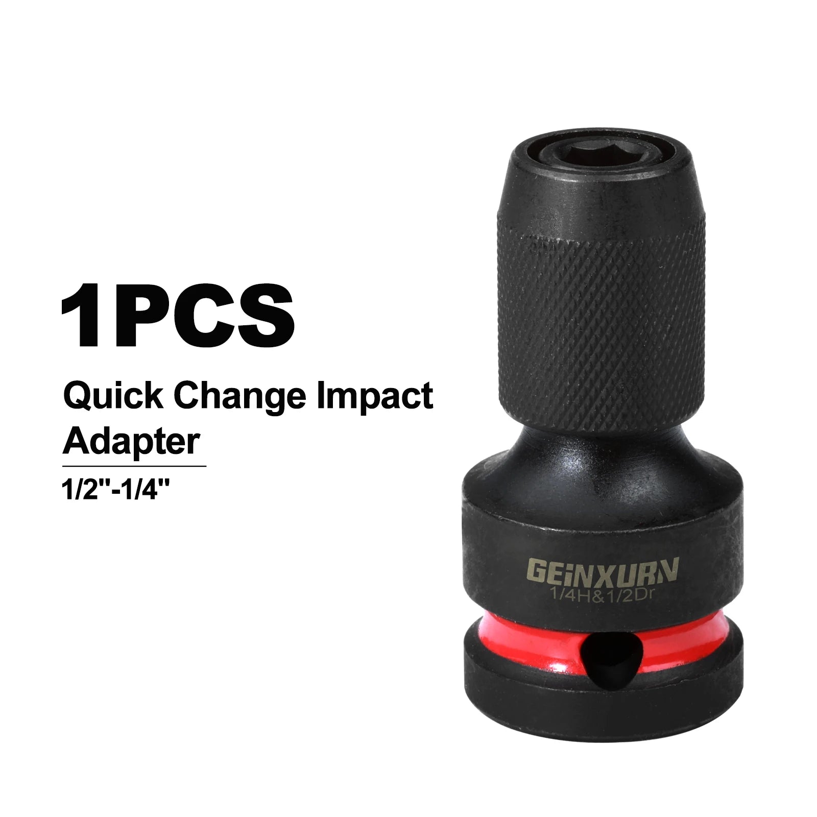 Geinxurn Impact Screwdriver Bit Holders,1/2-Inch Square Drive to 1/4-Inch Quick Release Hex Socket Adapter with screwdriver bits