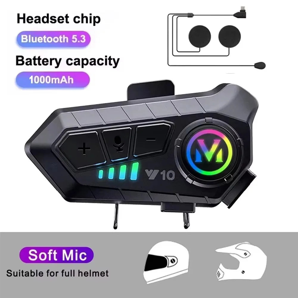 Bluetooth Motorcycle Helmet Headset Wireless IPX6 Waterproof Noice Reduction Earphone Super Long Standby HandsFree Headphone