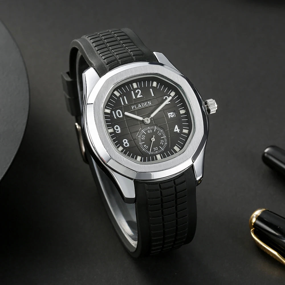 Fashion Watch Men Classic Orange Grenade Dial Minimalist Wristwatch Sport Silicone Strap Dive Auto Date Men's Watches Hot Sale