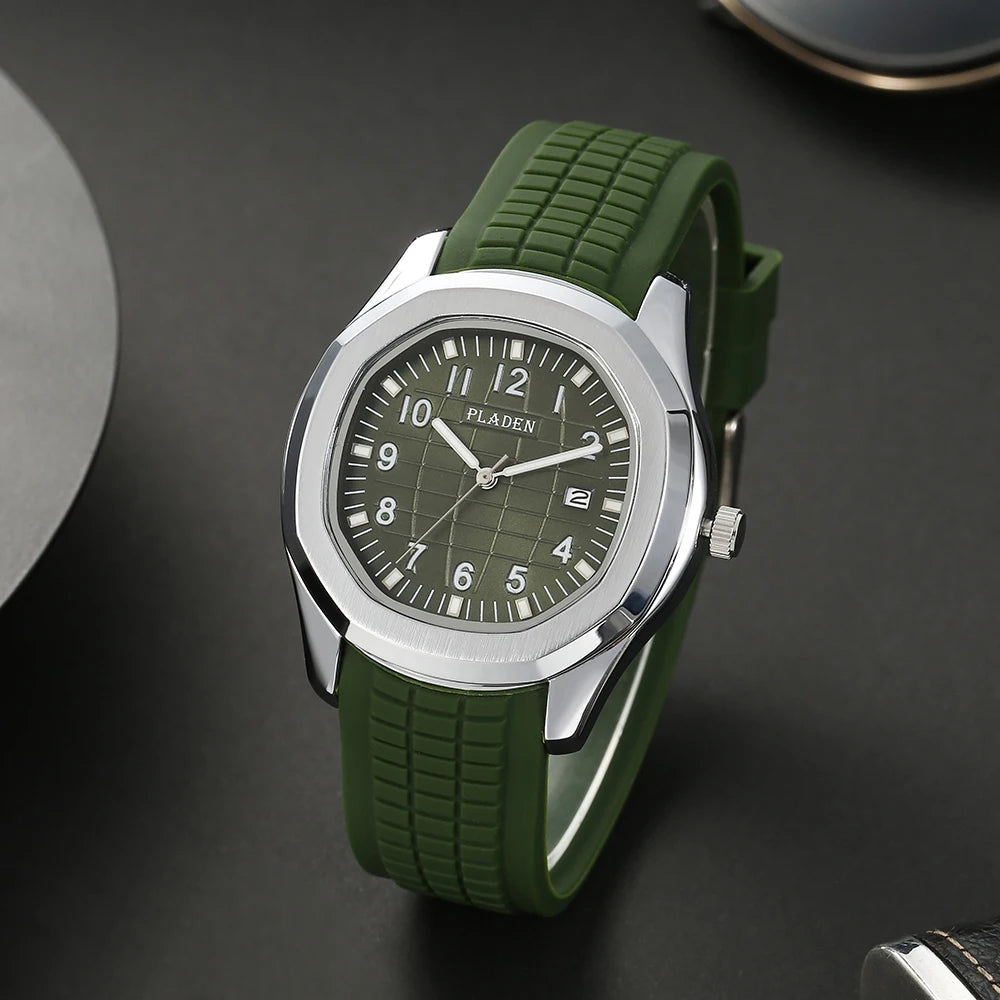 Fashion Watch Men Classic Orange Grenade Dial Minimalist Wristwatch Sport Silicone Strap Dive Auto Date Men's Watches Hot Sale
