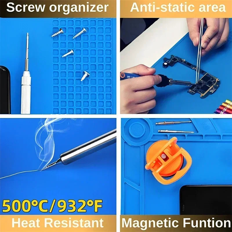 Durable ESD Silicon Soldering Mat Heat-Resistant Work Pad for Hot Air Gun Soldering Iron Station Repair Thermal Insulation Pad