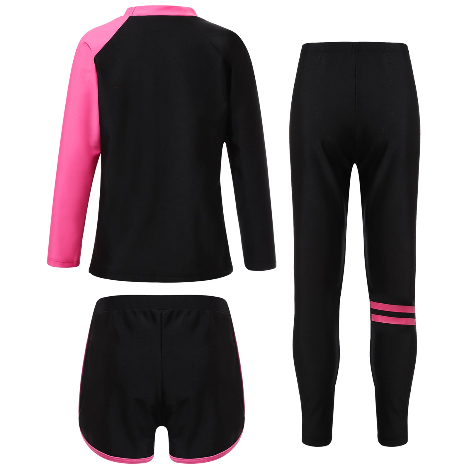 Kids Rash Guard Swimwear 3 Piece Swimming Sets Quickly Dry Swimsuit Sun Protection Long Sleeve Top+Shorts+Pants Swim Outfits