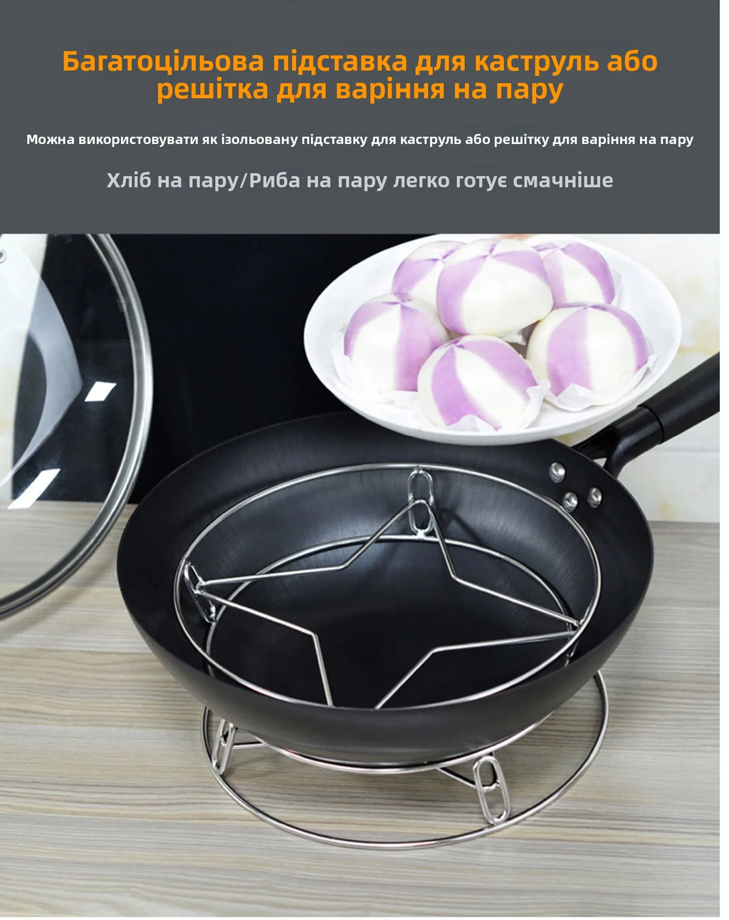 Thickened Stainless Steel round Tube Wok Stand Double Layer Pot Pad with Plate Connected Pot Stand Heat Insulation Anti-Scald...