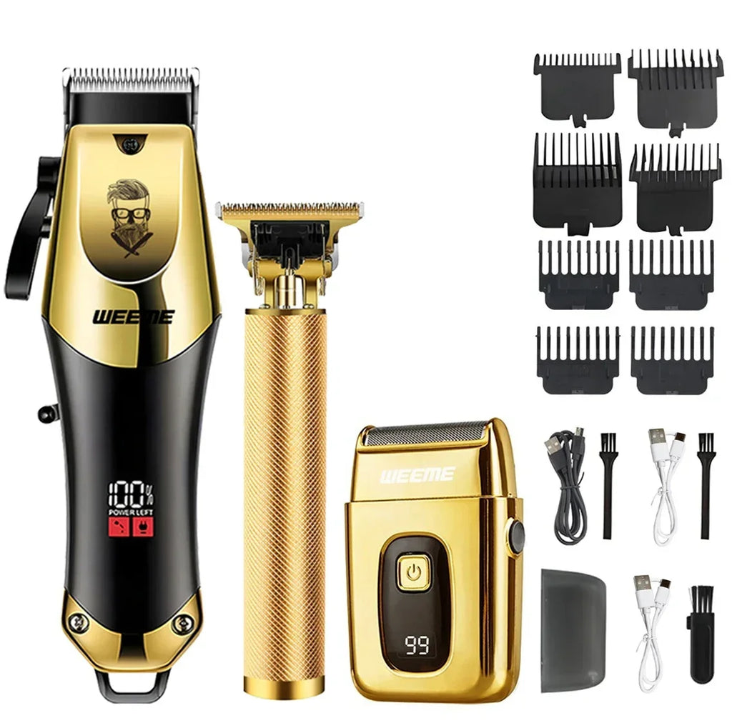 Tondeuse à Cheveux Rechargeable pour Hommes — Kit Professionnel Barbe & Cheveux, Charge USB Rapide