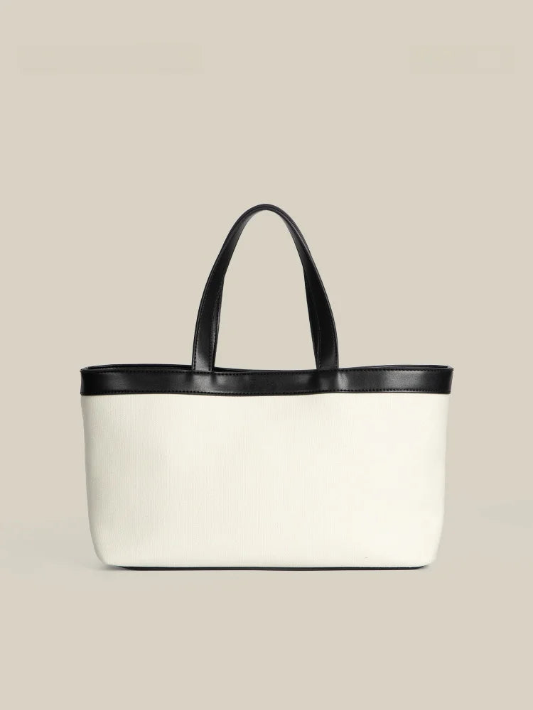 PEPPIHOME Women's Canvas Tote Bag Commuter Handbag Single Shoulder Bag Korean Style Summer New Arrival Soft PU Leather