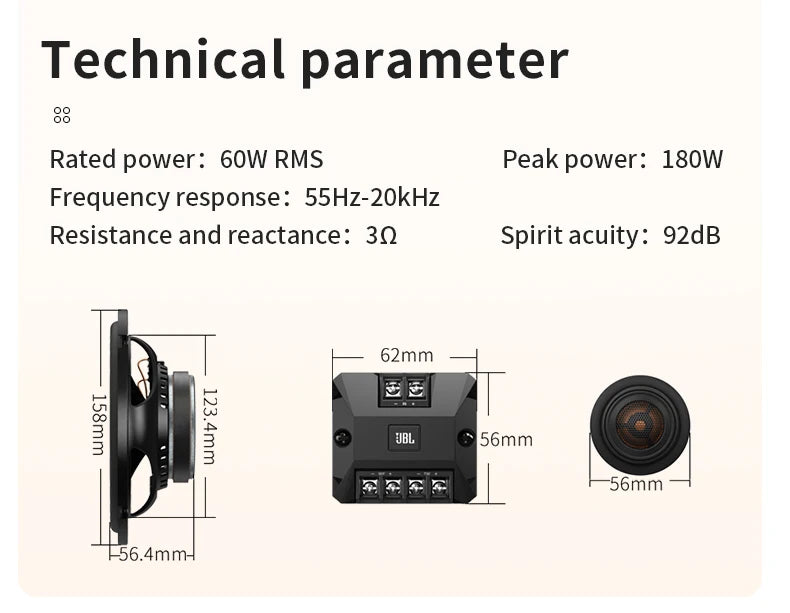 JBL Car Audio Speaker Door 6.5 Inch High Power CLUB6500C Speaker Treble Mid-Subwoofer Speaker Subwoofer Speaker Stereo Surround