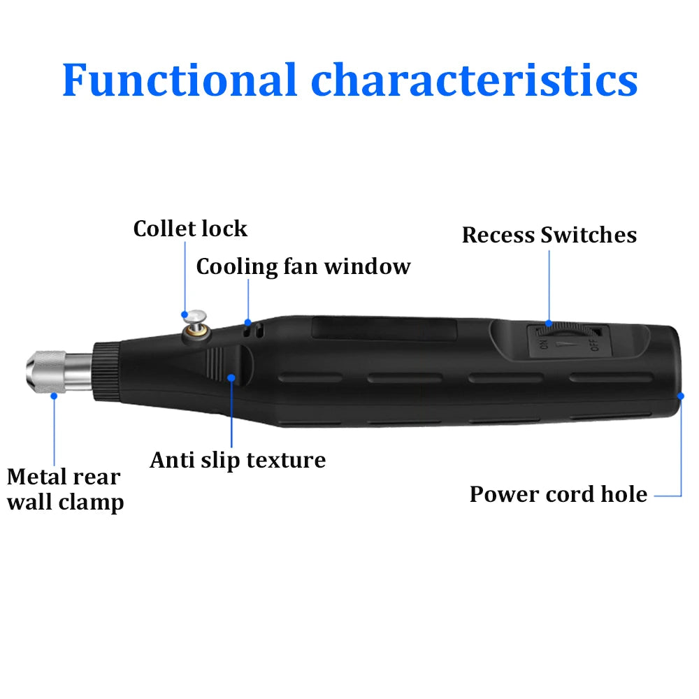 Mini Electric Drill Grinder with Drill Bit Sets 12V Portable Electric Carving Pen Rotary Household Drill Polish Grinding Machine
